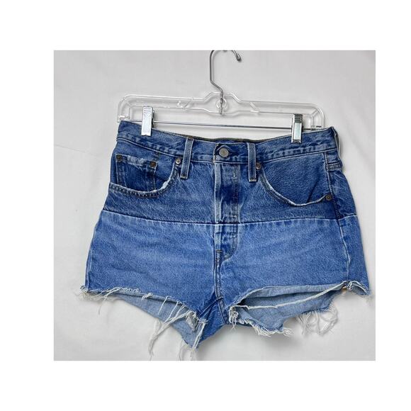 Levi's 501 Women's 28 Blue Anniversary Edition Button Fly Cut Off Denim Shorts - Picture 1 of 8